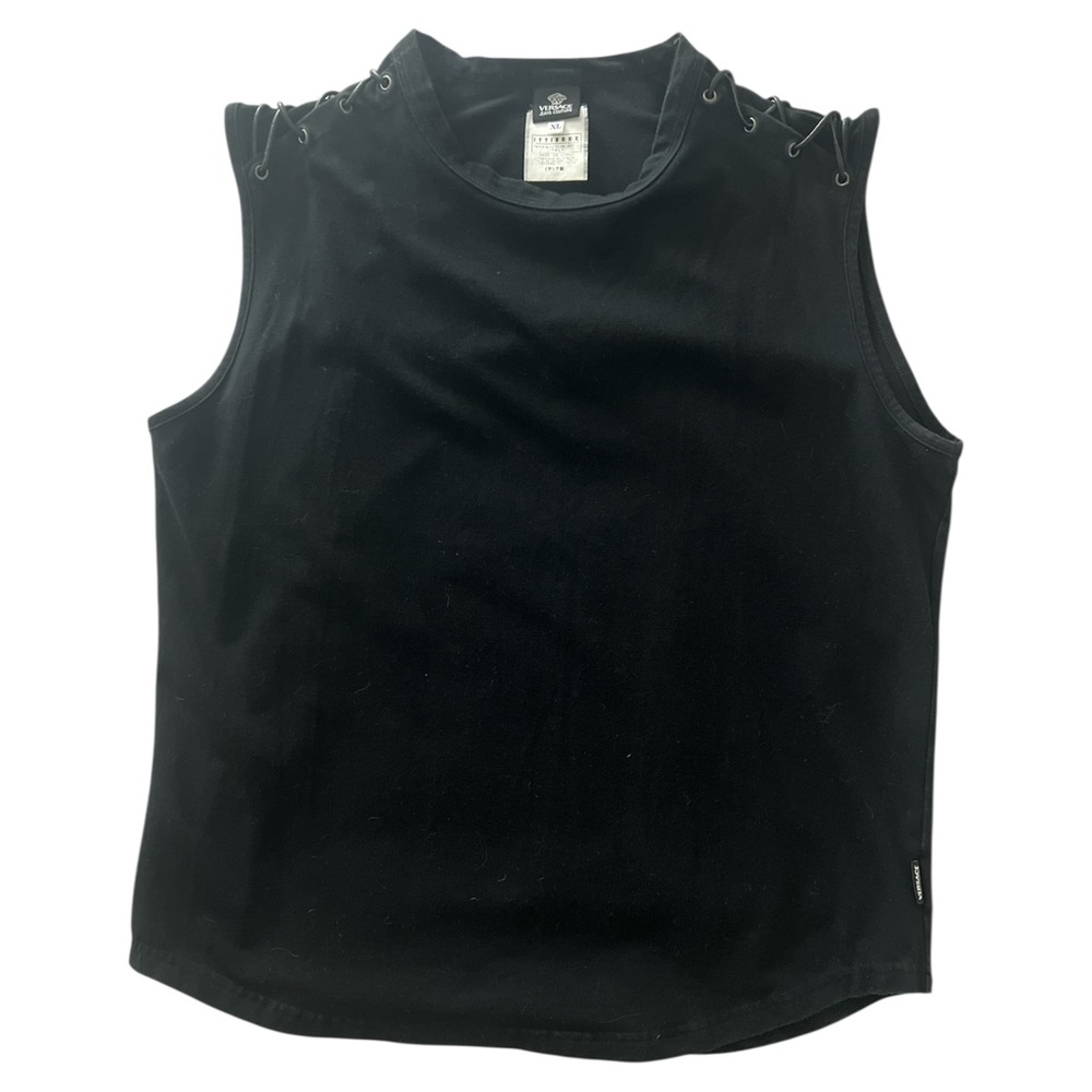 Versace Jeans Collection • Black Tank Top Lace Up Shoulder Detail